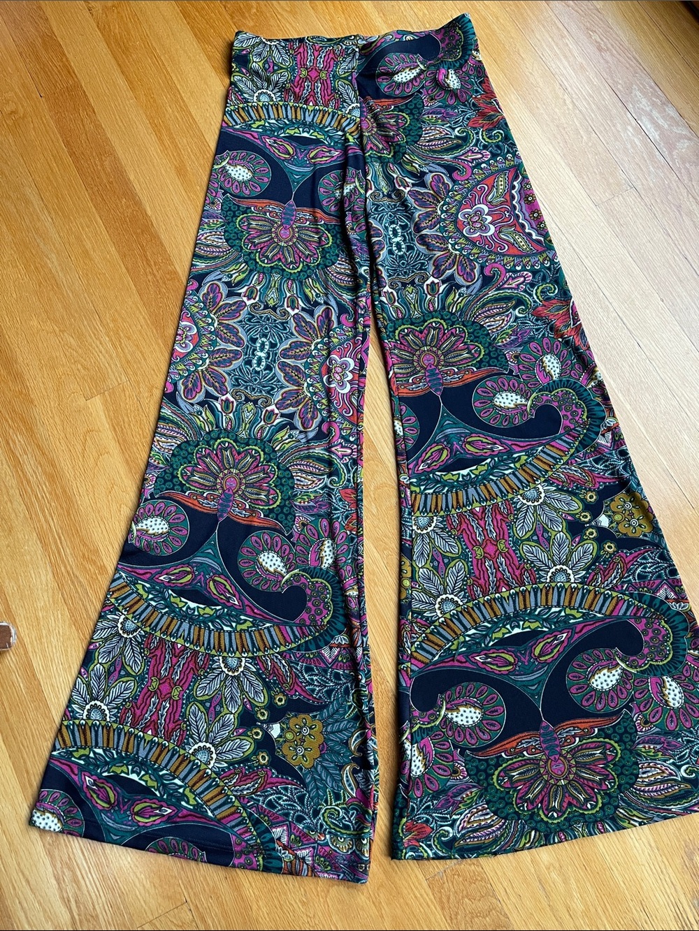 Veronicam Navy Multicolor Paisley Wide-Leg Palazzo Pants